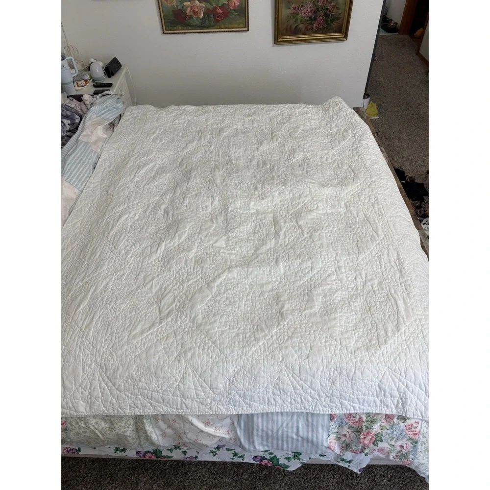 Vintage Arch Cotton Handmade Appliqued Floral Quilt Pastel Colors Twin Cottage
